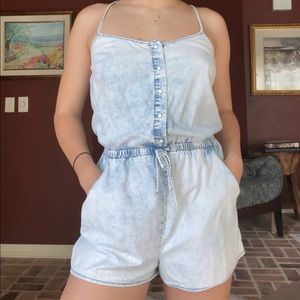 Light Wash Shorts Denim Romper